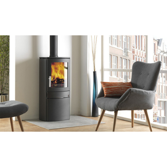 ACR NEO-1C Cylindrical Wood Stove on Closed Logstore
