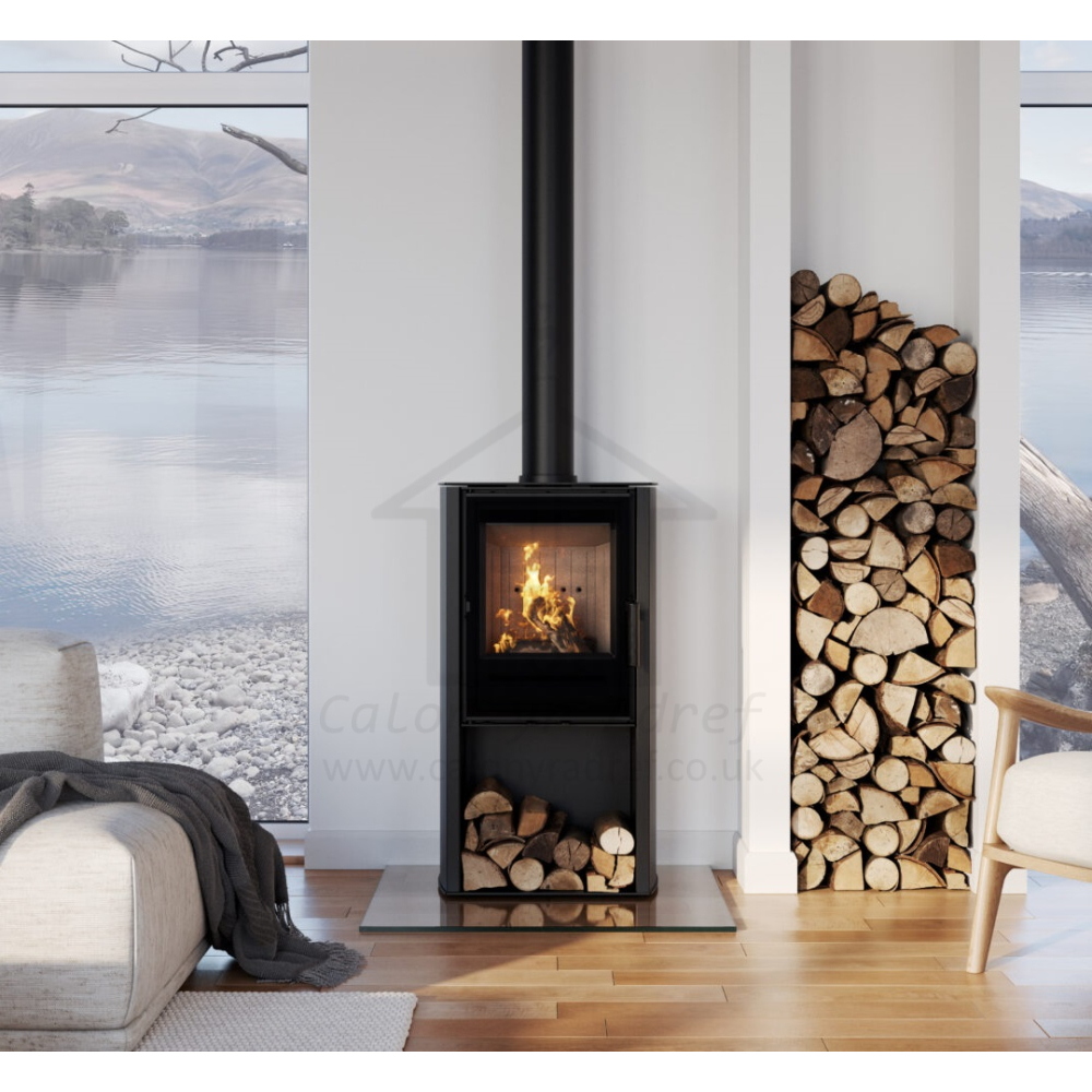 ACR Osprey 5 Contemporary Wood Burning Stove on Log Store