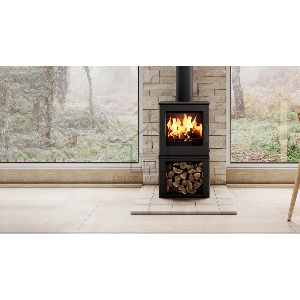 ACR Woodpecker WP4LS Compact Wood Stove on Log Store