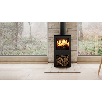 ACR Woodpecker WP4LS Compact Wood Stove on Log Store