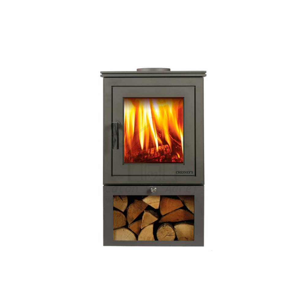 Chesneys Shoreditch LS 4kW ECO Wood Stove on Log Store