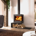 Dik Geurts Bora Corner 2-Sided Wood Stove on Floating Plateau