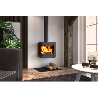 Dik Geurts Bora Corner 2-Sided Wall-Mounted Wood Stove (includes wall mount kit)