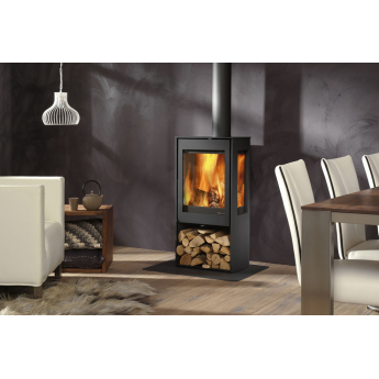 Dik Geurts Kalle 3-Sided Wood Stove with Log Store