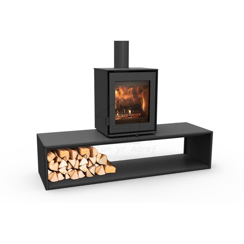 Dik Geurts Modivar 5 Freestanding Wood Stove on Log Store Plateau