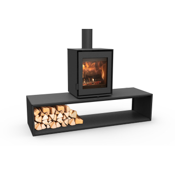 Dik Geurts Modivar 5 Freestanding Wood Stove on Log Store Plateau
