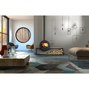 Dik Geurts Odin Front Plateau Log Store Mounted Wood Stove