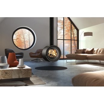 Dik Geurts Odin Tunnel Suspended See-Through Wood Stove