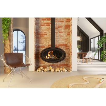 Dik Geurts Oval Front Suspended Hanging Wood Stove