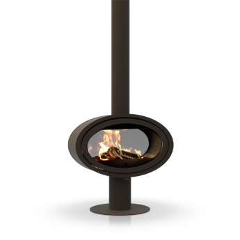 Dik Geurts Oval Tunnel Double-Sided Pedestal Wood Stove