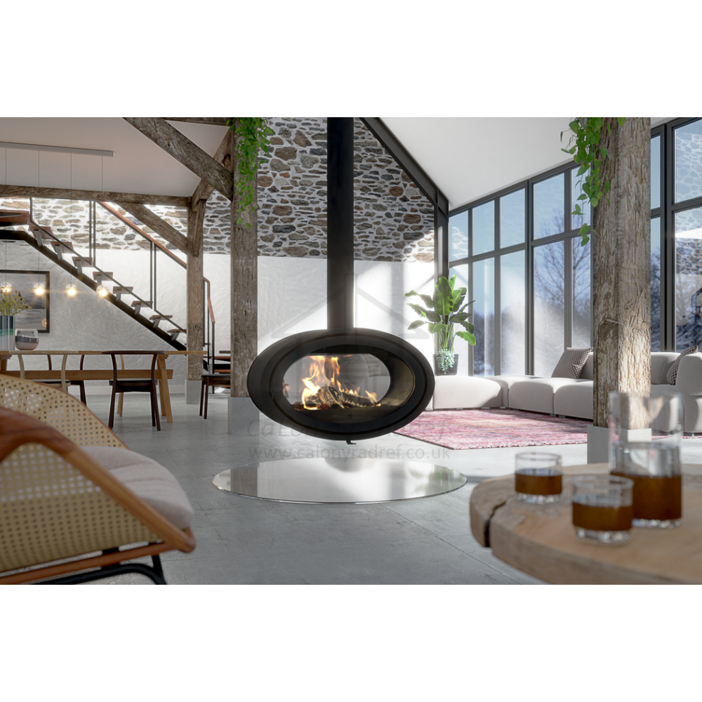 Dik Geurts Oval Tunnel Suspended Double-Sided Wood Stove