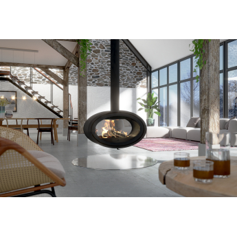 Dik Geurts Oval Tunnel Suspended Double-Sided Wood Stove