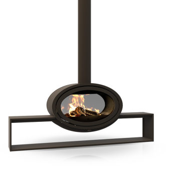 Dik Geurts Oval Tunnel Double-Sided Wood Burning Stove on Plateau