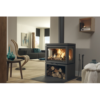 Dik Geurts Vidar Triple Medium 3-Sided Free Standing Stove on Logstore