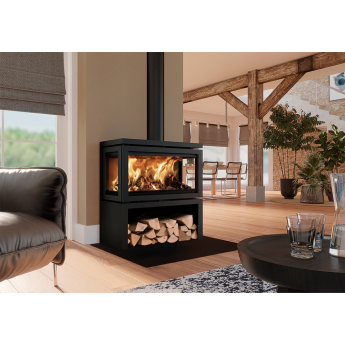 Dik Geurts Vidar Triple Large 3-Sided Free Standing Stove on Logstore