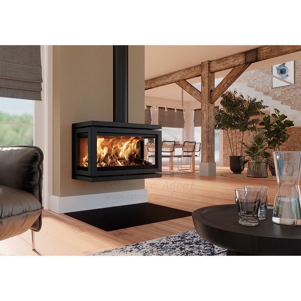 Dik Geurts Vidar Triple Large 3-Sided Wall Hung Wood Stove