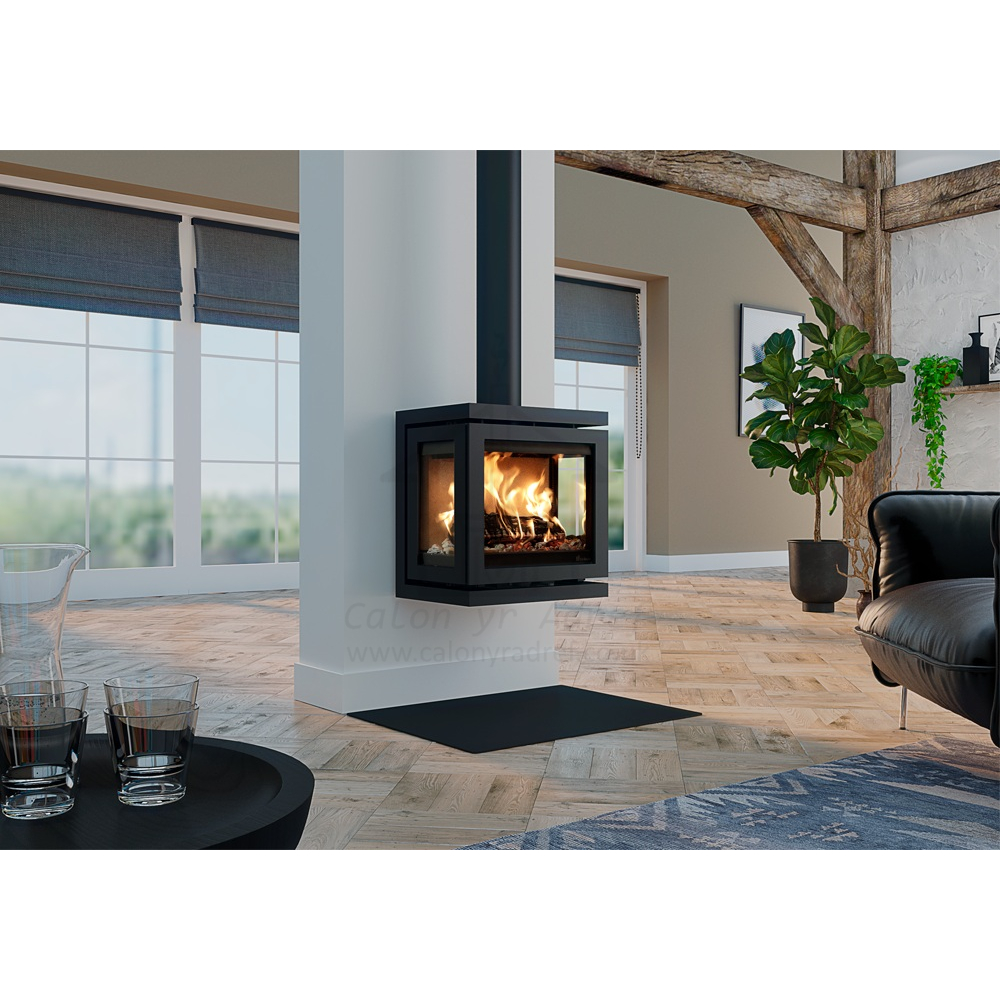 Dik Geurts Vidar Triple Small 3-Sided Wall Hung Wood Stove