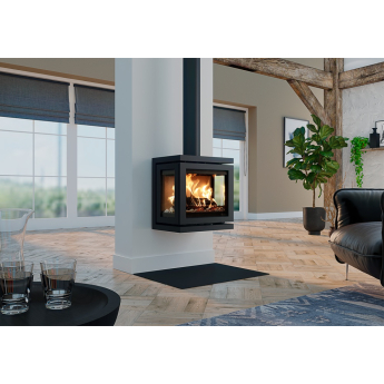 Dik Geurts Vidar Triple Small 3-Sided Wall Hung Wood Stove