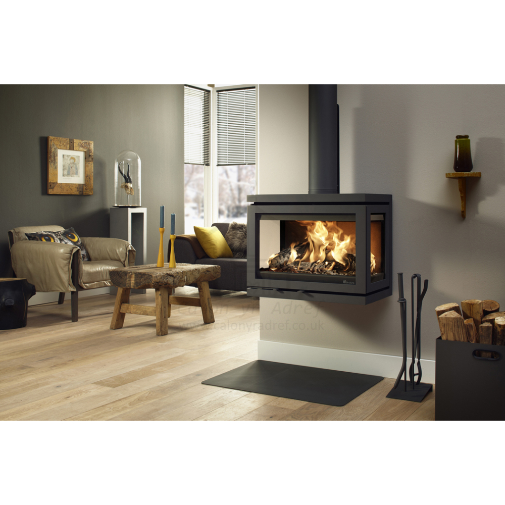 Dik Geurts Vidar Triple Medium 3-Sided Wall Hung Wood Stove