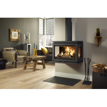 Dik Geurts Vidar Triple Medium 3-Sided Wall Hung Wood Stove