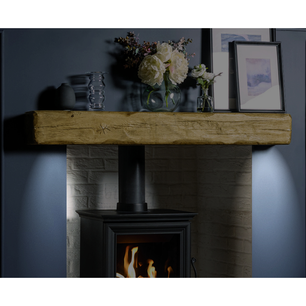 Non-Combustible Character Finish Mantel Beam with Downlights