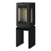 Hergom Glow 3-Sided Wood Burning Stove on High-Leg Log Store
