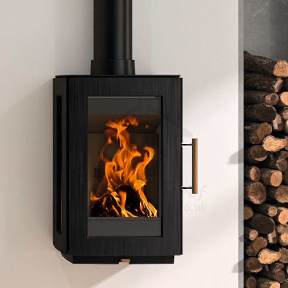 Hergom Glow 3-Sided Wall-Mounted Wood Burning Stove