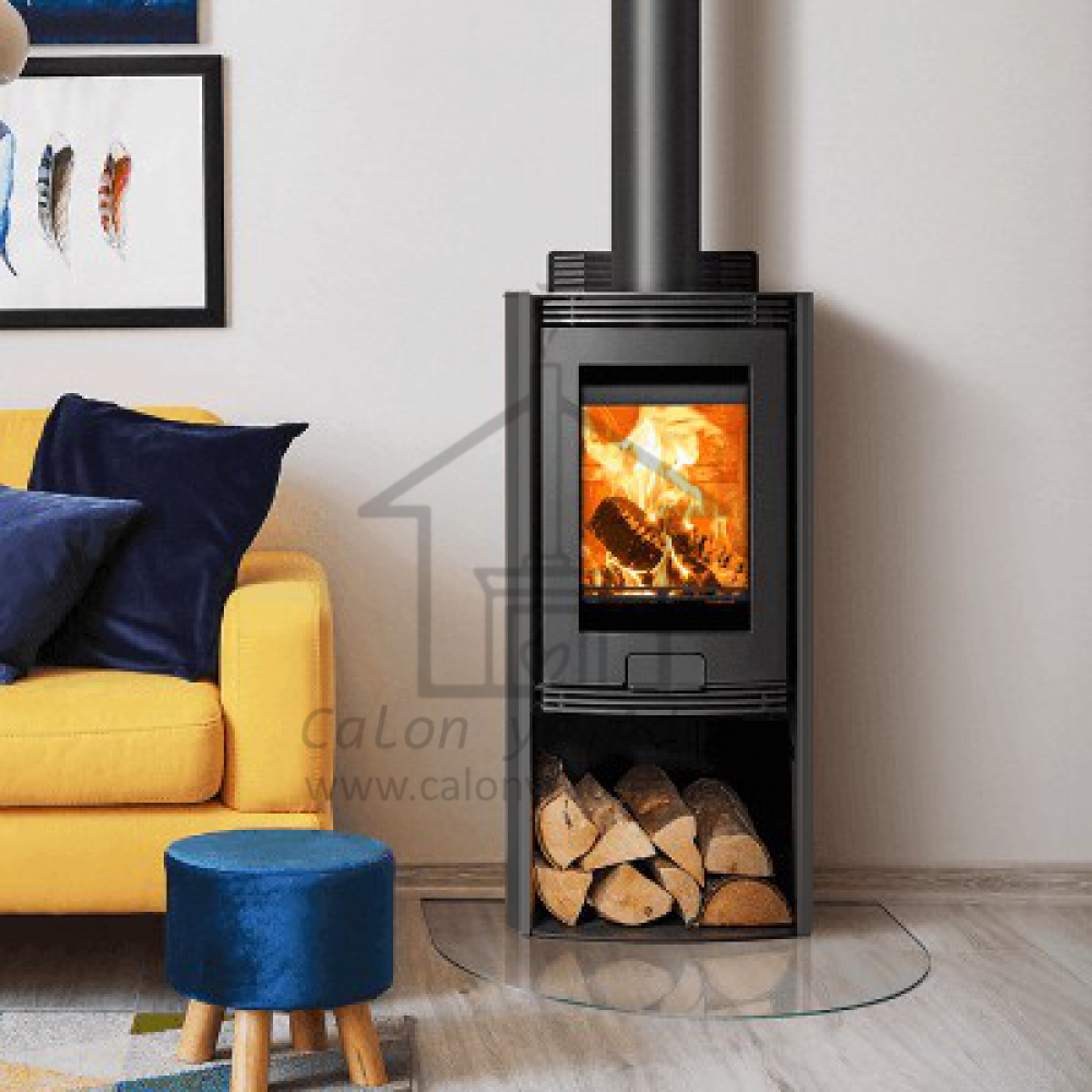 Di Lusso R4 Euro Cylindrical Wood Stove with Curved Black Sides