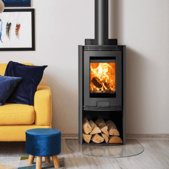Di Lusso R4 Euro Cylindrical Wood Stove with Curved Black Sides