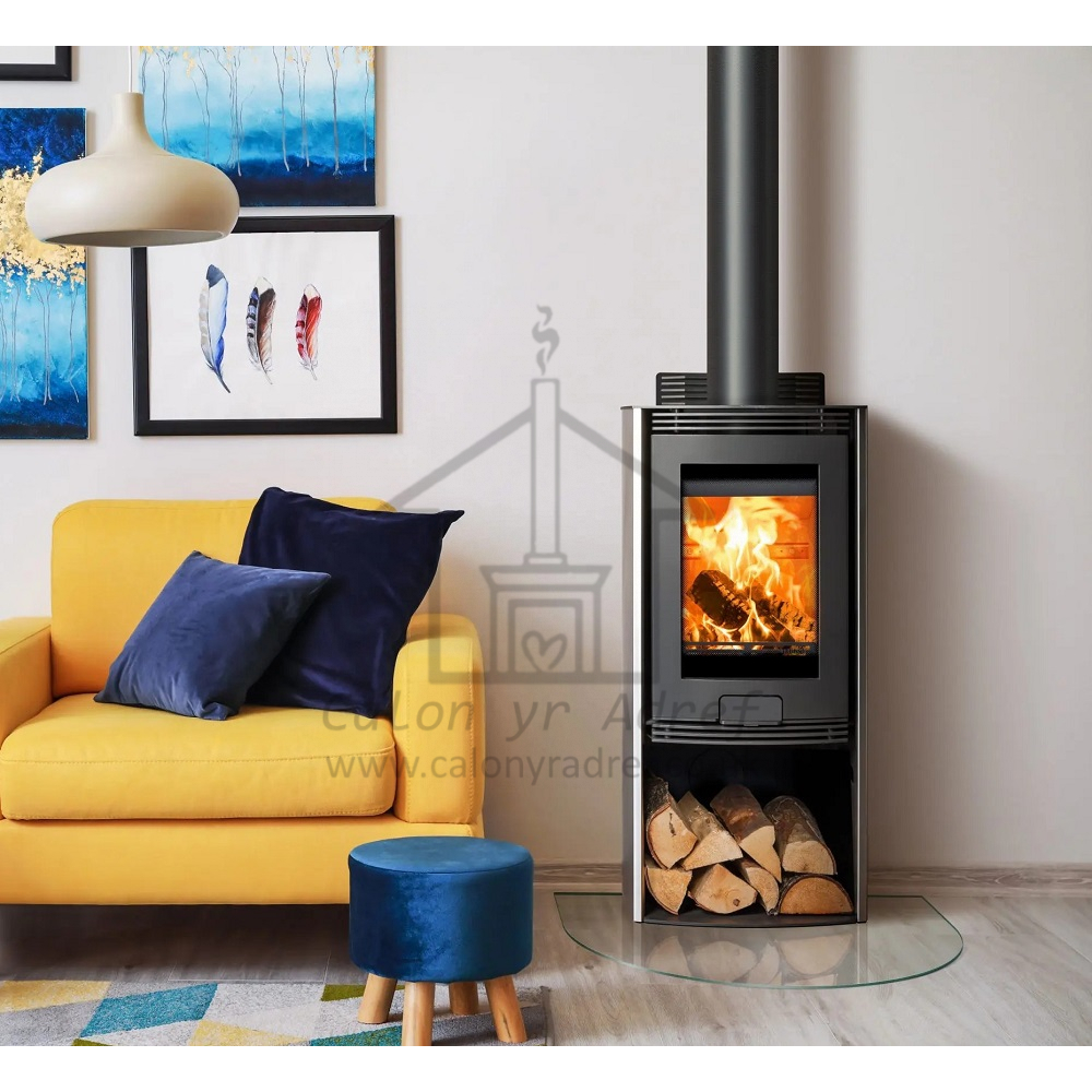 Di Lusso R4 Euro Cylindrical Wood Stove with Curved Stainless Sides