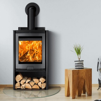 [SURPLUS STOCK] Di Lusso R5 Euro Cylindrical Wood Stove with Curved Black Sides