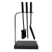 3 Piece All-Black Fireside Tool Set with Stand