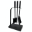 3 Piece All-Black Fireside Tool Set with Stand