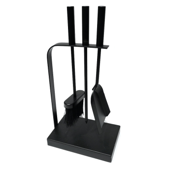 3 Piece All-Black Fireside Tool Set with Stand