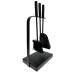 3 Piece All-Black Fireside Tool Set with Stand