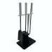 3 Piece Fireside Tool Set with Stainless Steel Handles & Black Glass Base
