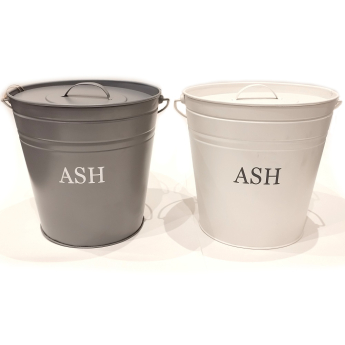 Metal Ash Buckets with Lids & Wooden Handles
