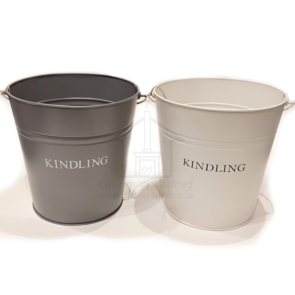 Metal Kindling Buckets with Wooden Handles