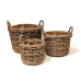 Set of 3 Handmade Hessian-Lined Rattan Log & Kindling Baskets