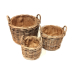 Set of 3 Handmade Hessian-Lined Rattan Log & Kindling Baskets