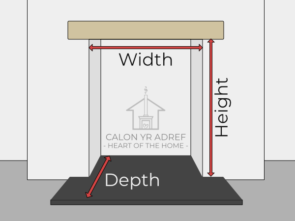 Fireplace Chamber Size Diagram